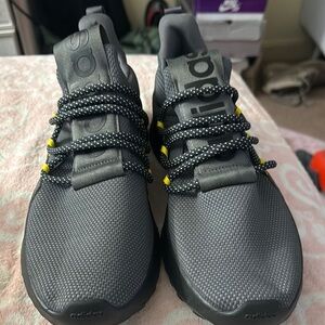Adidas Gray Sneakers with Black and Yellow Accents
